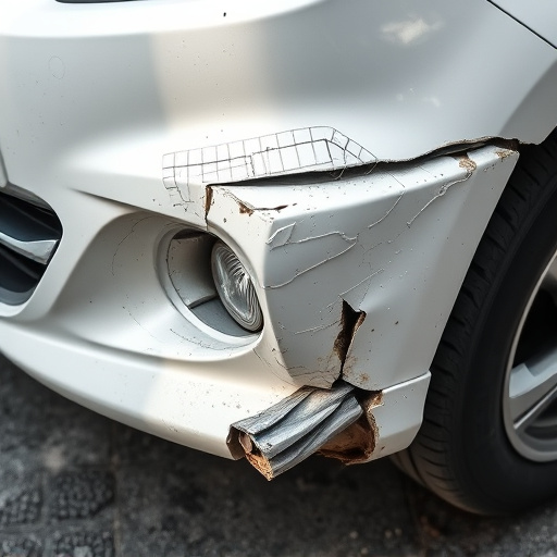 damaged car bumper