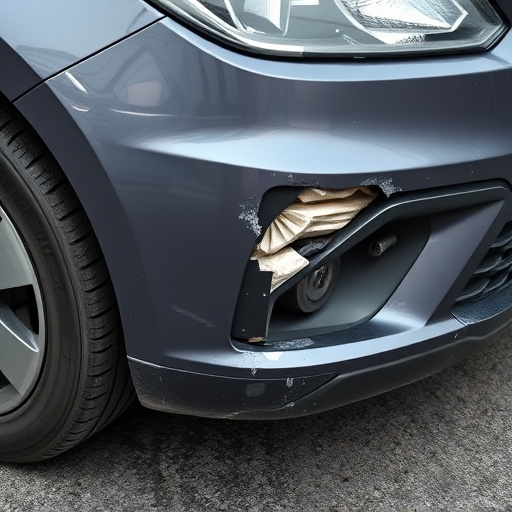 damaged car bumper