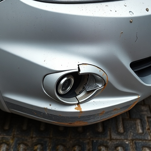 damaged car bumper