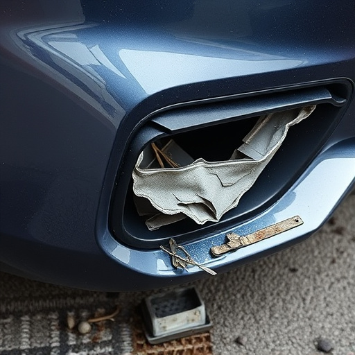 damaged car bumper