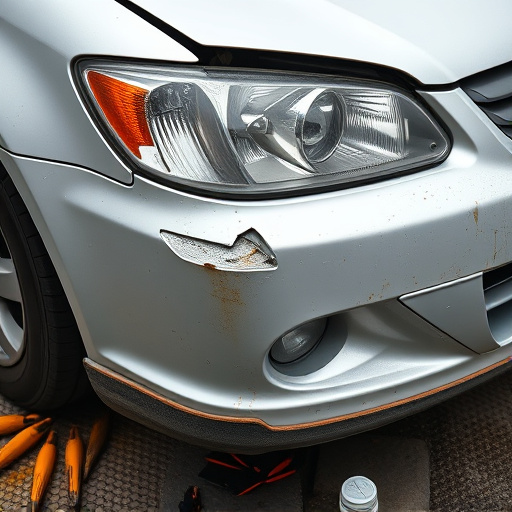 damaged car bumper