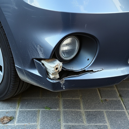 damaged car bumper