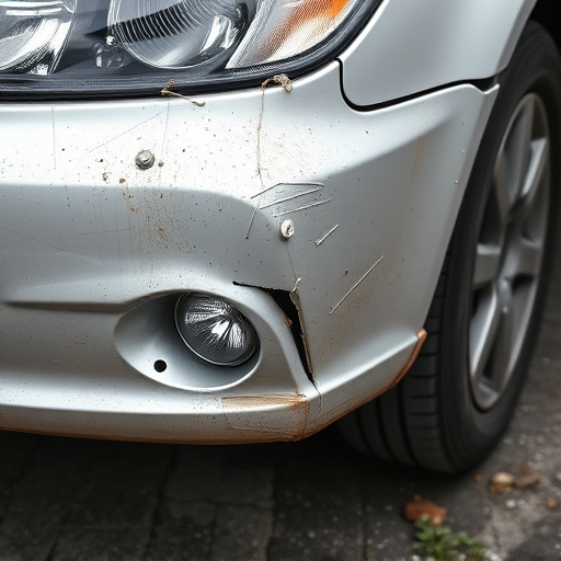 damaged car bumper