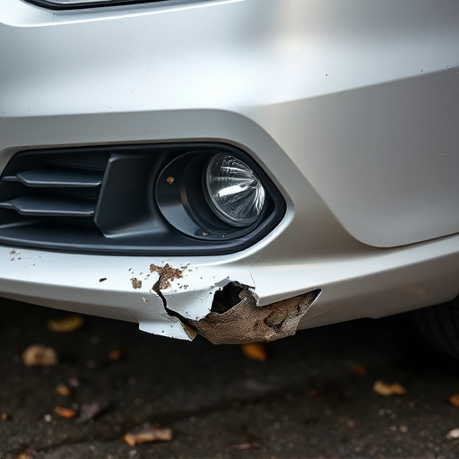 damaged car bumper