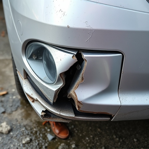 damaged car bumper