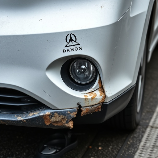 damaged car bumper