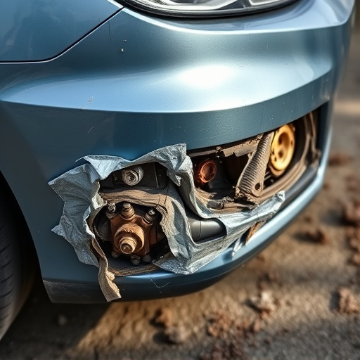damaged car bumper
