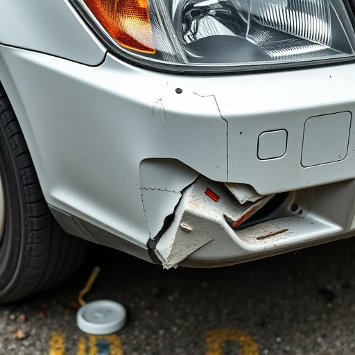 damaged car bumper