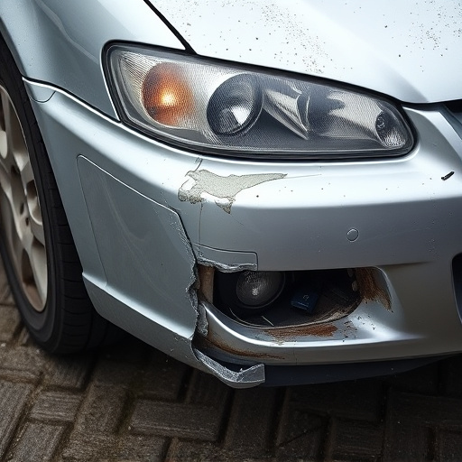 damaged car bumper