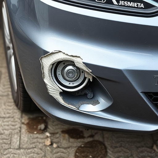 damaged car bumper
