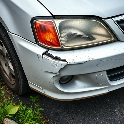 damaged car bumper