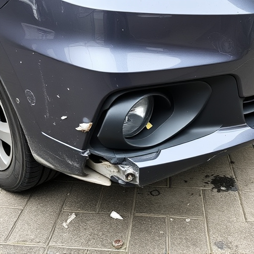 damaged car bumper