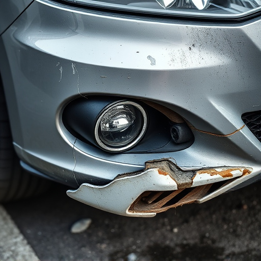 damaged car bumper