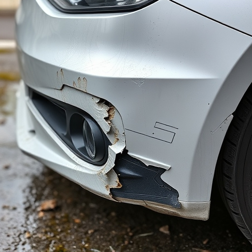 damaged car bumper
