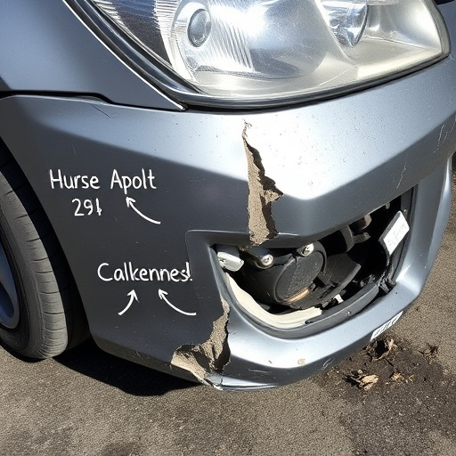 damaged car bumper
