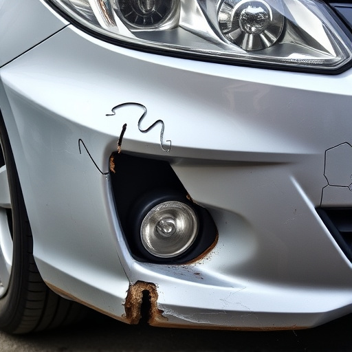 damaged car bumper
