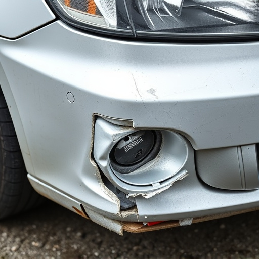 damaged car bumper