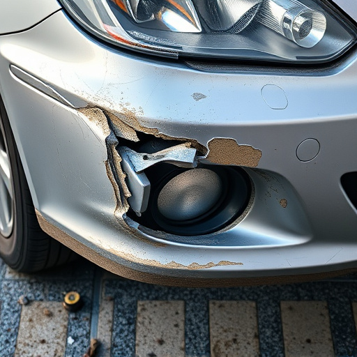 damaged car bumper