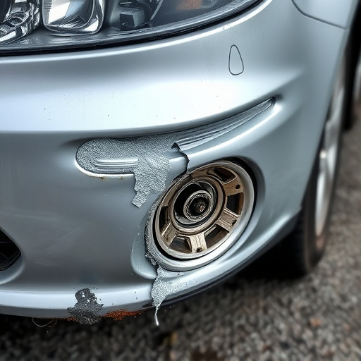 damaged car bumper