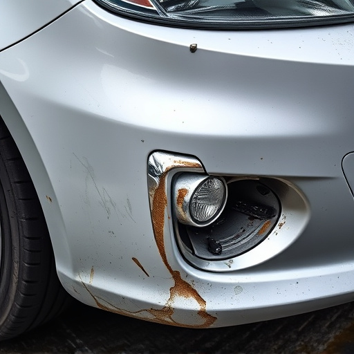damaged car bumper