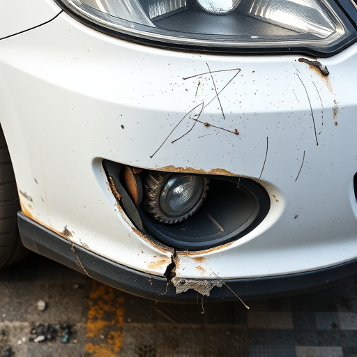 damaged car bumper