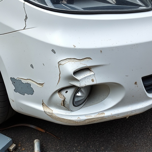 damaged car bumper
