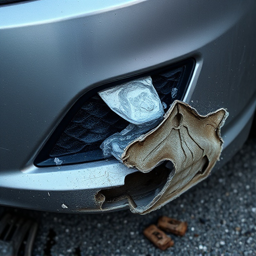 damaged car bumper