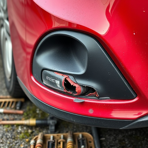 damaged car bumper