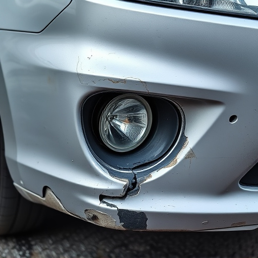 damaged car bumper