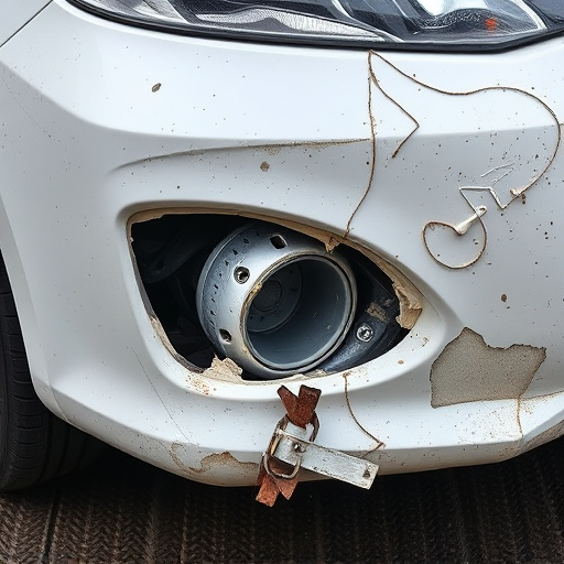 damaged car bumper