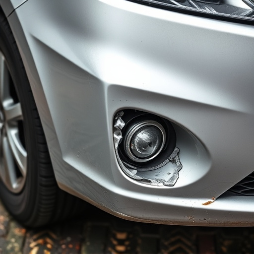 damaged car bumper