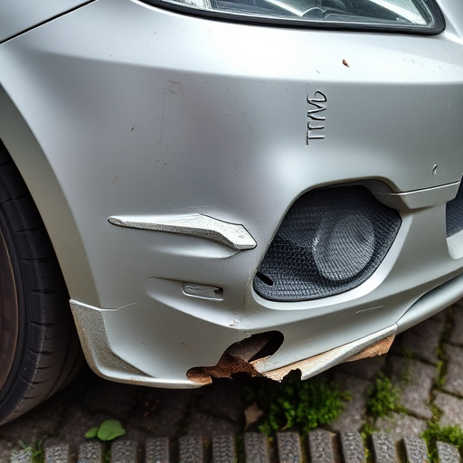 damaged car bumper