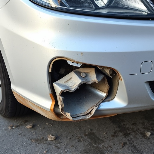damaged car bumper