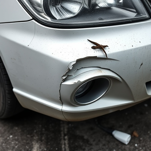 damaged car bumper