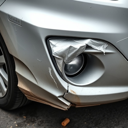 damaged car bumper