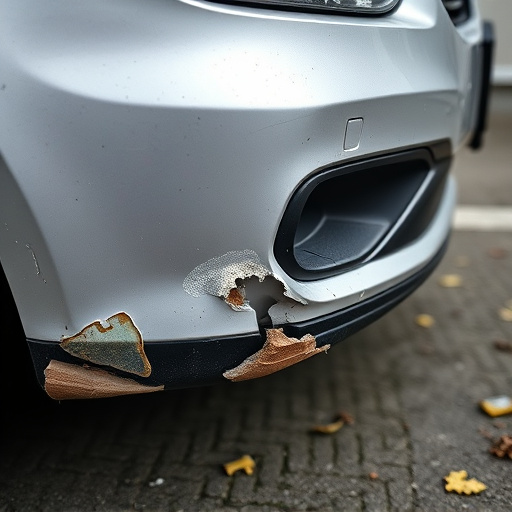 damaged car bumper