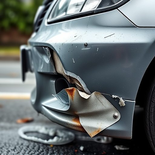 damaged car bumper
