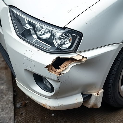 damaged car bumper