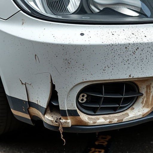 damaged car bumper