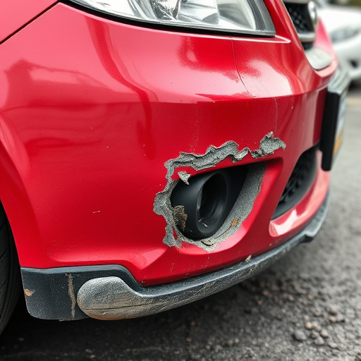 damaged car bumper