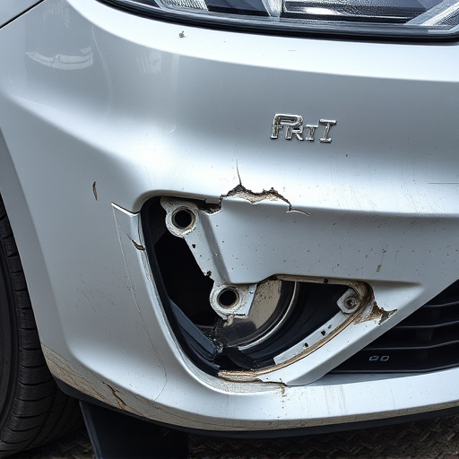 damaged car bumper