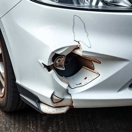 damaged car bumper