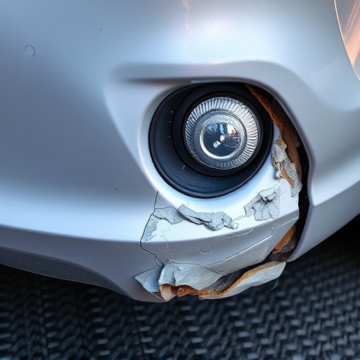 damaged car bumper