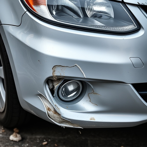 damaged car bumper