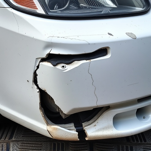 damaged car bumper