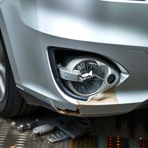 damaged car bumper