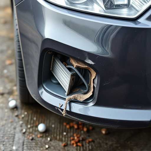 damaged car bumper