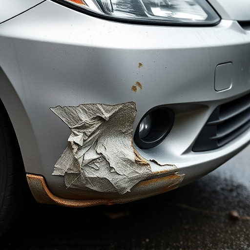 damaged car bumper