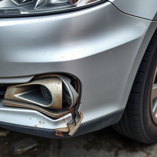 damaged car bumper