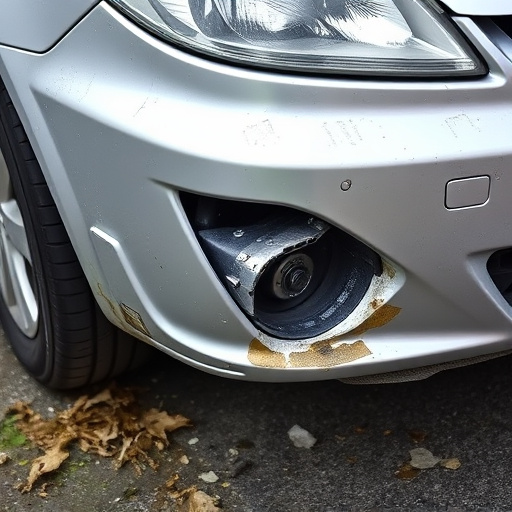 damaged car bumper